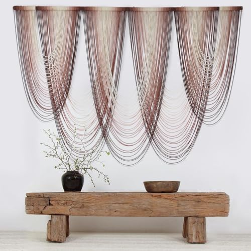 Macrame Wall Hanging Dip Dyed Pink Boho Yarn Fiber Wall Art 57" W x 41" L - Image 4