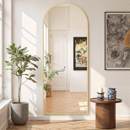 Mirror Full Length 64"x21", Arched Full Body Floor Mirrors with Stand - Image 2