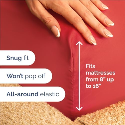 Full Size 4 Piece Sheet Set - Comfy Breathable & Cooling Bed Sheets - Red - Image 3