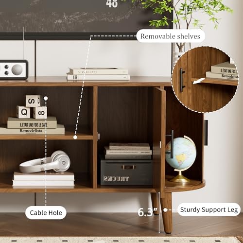 51"Fluted TV Stand for Tvs up to 60" Entertainment Center with Open Storage - Image 3