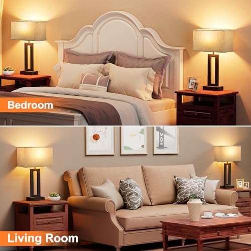 Seealle Nightstand Table Lamps for Bedrooms Set of 2 - Touch Bedside Lamp with USB C+A, 3 Way Dimmable Living Room End Tables 2, Modern Night Stand Bed Side Guest Room(Grey) B. Grey - Image 4