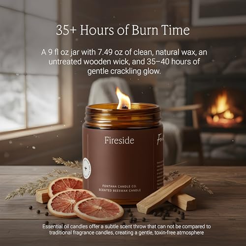 Fontana Candle Co Wood Wick Beeswax Candle, Fireside - Image 3