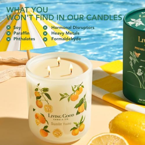 Sunlit Yuzu Beeswax Candle, Lemon & Grapefruit Essential Oils, 90+ Hr Burn - Image 7