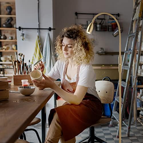 O’Bright Ray – Adjustable LED Beam Floor Lamp, Dimmable and Zoomable Spotlight, Flexible Gooseneck, Reading/Crafting Standing Lamp, Work Table Light, Antique Brass - Image 6