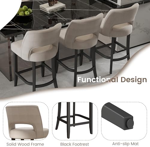 VKNOW Bar Stools Set of 4, 26" Upholstered Counter Height Bar Stools - Image 7