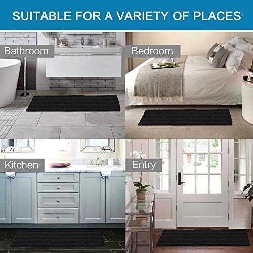 H.VERSAILTEX Bathroom Rugs Bath Mat Runner Rug Non Slip Kitchen Rug Extra Long Bath Rug Runners Oversized 59" x 20" Absorbent Washable Dry Fast Plush Area Rug for Bathroom/Bedroom - Black - Image 6