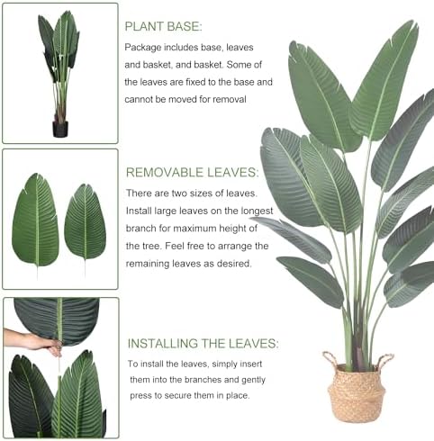 Ferrgoal 5ft Bird of Paradise Artificial Plant with Basket - Image 3