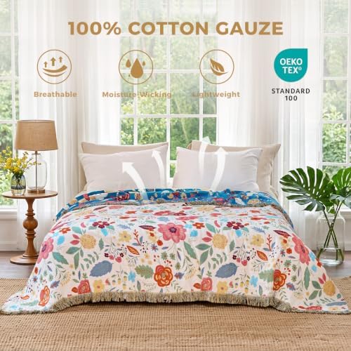 LUTBM Boho Throw Blanket for Bed 60"x80", All Season Cotton Couch Blankets - Image 2
