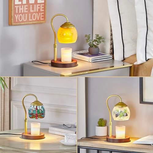 Vintage Candle Warmer Lamp, Tiffany Stained Glass with 2 Bulbs - Image 5