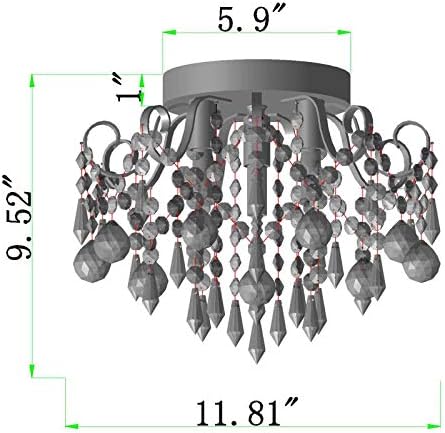 Q&S Small Crystal Chandelier Flush Mount Ceiling Light 3 Lights Modern Chrome Iron Raindrop Crystal Ceiling Fixture for Bedroom Hallway Closet Entryway Stairs - Image 3