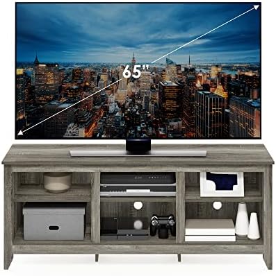 Furinno Jensen TV Stand for TV up to 65 Inch, 2-Tier Grey Entertainment Center, TV Console with Cable Management, for Living Room, Bedroom, Grey Oak - Image 4