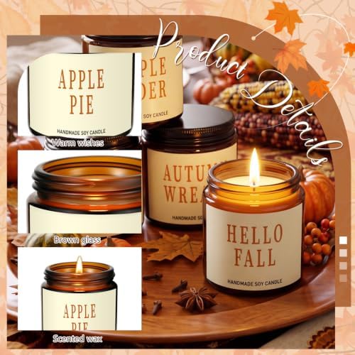 Landhoow 12 Pcs Fall Scented Candle Gifts Set for Women, Fall-Minimalist - Image 3