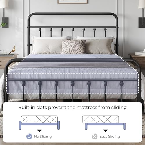 Yaheetech Queen Metal Platform Bed Frame, Victorian Headboard & Footboard - Image 5
