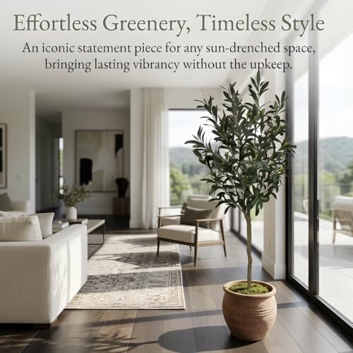 5ft Artificial Olive Tree, Large Faux Silk Plant for Home Decor - Image 4