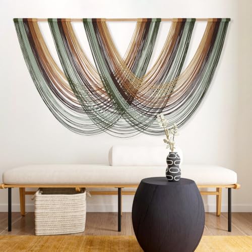 Macrame Wall Hanging Large Boho Wall Decor Yarn Wall Art Tapestry 57"W*31"L by FLBER