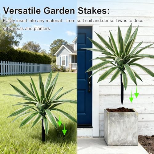 Artificial Agave Plant Fake Agave Planters for Indoor Outdoor Faux Agave Plants Real Touch Realistic Greenery for Home Living Room Office Bathroom Garden Front Porch Patio Decor (19inch-2 Pcs White) - Image 3