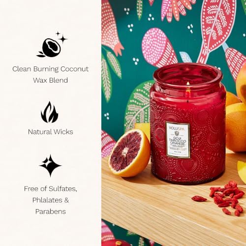 Voluspa Goji Tarocco Orange Large Scented Candle Jar 18 Oz, 100 Hr Burn - Image 4