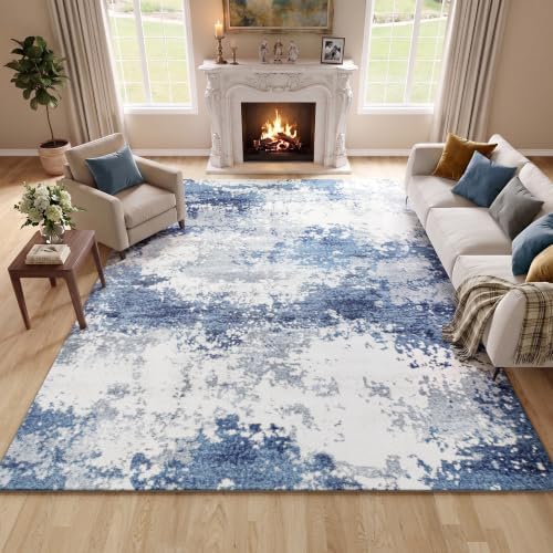 Blue Washable Rug 5x7 Area Rugs for Living Room Bedroom Carpet by Acapet