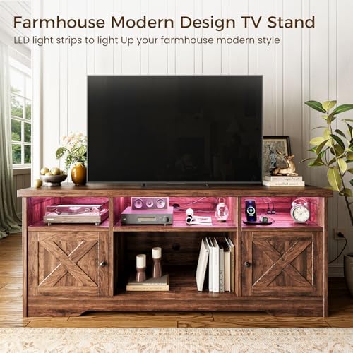 Casaottima TV Stand for 65 Inch TV, Entertainment Center, Walnut - Image 2