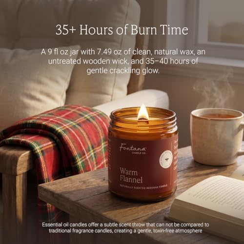 Fontana Candle Co Wood Wick Beeswax Candle, Warm Flannel - Image 3