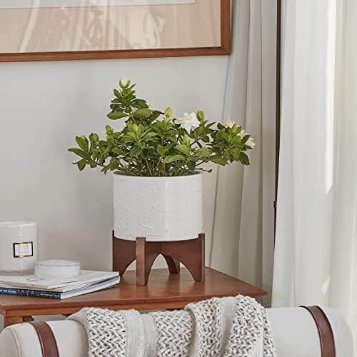LA JOLIE MUSE Ceramic Pot for Plants, 8 Inch Indoor Planter with Stand - Image 2