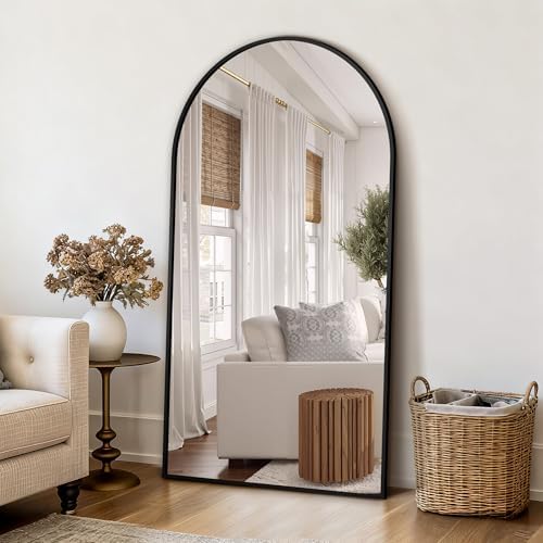 Arched Bathroom Mirror for Wall, 55" x 30" Metal Frame Vanity Mirror, Black - Image 6
