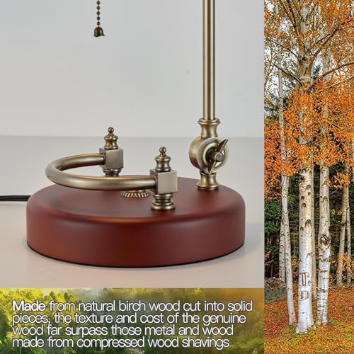Bankers Lamp Traditional Orange Desk Lamp Solid Wood Pull Chain Switch - Image 4