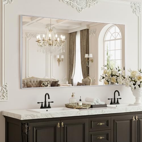 FICTOR Bathroom Vanity Mirror for Over Sink, 48" x 30", Silver by FICTOR