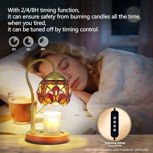Baroque Tiffany Style Candle Warmer Lamp, Adjustable Height - Image 3