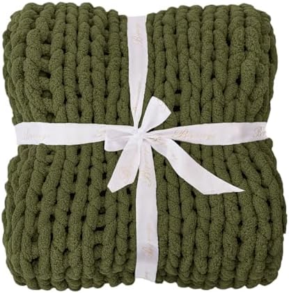 Bigacogo Chunky Knit Throw Blanket for Couch, 40x60 inches, Yellow Green - Image 7
