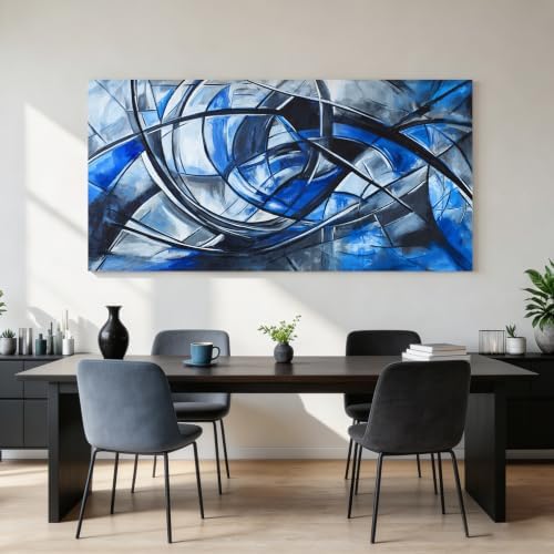 Abstract Wall Art Decor Modern Wall Art Pictures for Living Room Abstract Canvas Art Wall Decor Large Blue Wall Art Prints Artwork for Walls Black and White Wall Art Decor Home Office Decor 24" X 48" - Image 4