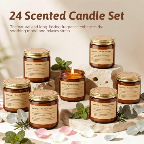 24 Pack Scented Candles for Home,3.5oz Crystal Soy Candles-Long Burning Time,Aromatherapy Candle Sets for Women Gift,Perfect for Valentine's Day,Mother's Day, Birthdays, Anniversaries(24 Scents) - Image 5