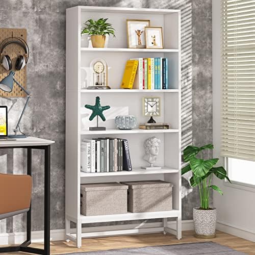 Tribesigns Tall Bookcase and Bookshelf, 70.8” Large Bookcases Organizer with 5-Tier Storage Shelves, Heavy Duty Free-Standing Library Bookshelf Shelving Unit for Living Room, Bedroom, Office (White) by Tribesigns
