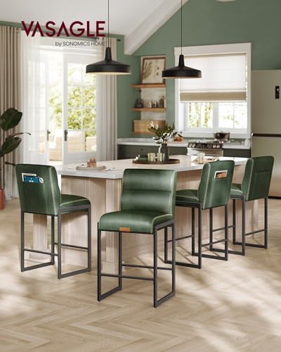 VASAGLE Bar Stools Set of 4, Counter Height Chairs with Backs, 26.4-Inch - Image 3