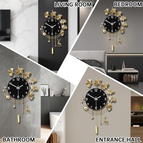 SIN&MI Large Wall Clocks for Living Room, Metal Wall Art Decoration,Silent Non Ticking,Battery Operated Oversized Round Modern Wall Clock for Bedroom,Farmhouse,Office Wall Decor/16 * 26Inch - Image 4