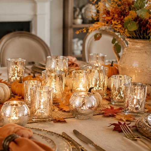 Volens Silver Party Decorations 72pcs, Assorted Glass Votive Candle Holders - Image 5