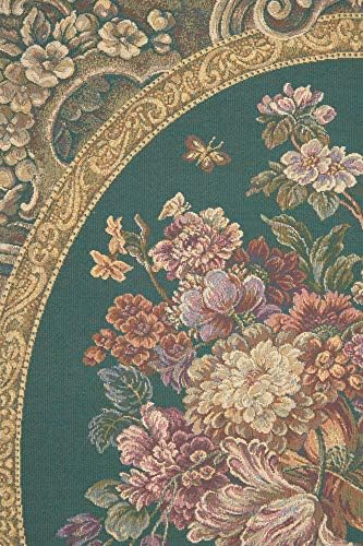 Decorative Floral in Vase Green Tapestry Wall Hanging 30 x 25 in - Image 3