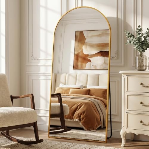 Full Length Mirror, 71" x 32" Arched Full Body Mirror Large Standing Floor Mirrors, Mirrors for Bedroom, Bathroom, Living Room Standing or Wall Leaning, Gold - Image 2