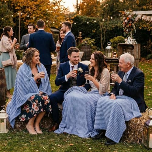 Buryeah 12 Pcs Flannel Blankets Bulk,Fall Outdoor Wedding, Royal Blue - Image 6