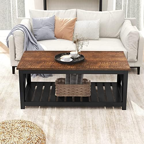 ChooChoo 40" Farmhouse Coffee Table with A-Frame Design for Living Room - Image 3