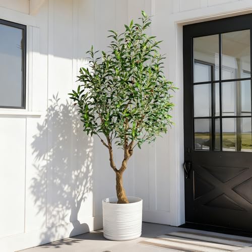 Erimda 6FT Faux Olive Tree with Tall Exquisite Planter Artificial Olive Tree Tall, Potted Fake Olive Plant with 1260 Real Touch Leaves, Indoor Outdoor Home Garden Office Decor - Image 6