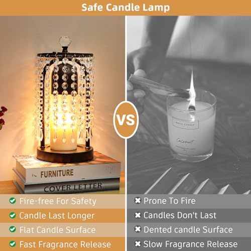 Candle Warmer Lamp with Timer and Dimmer - Electric Candle Warmer,Crystal Candle Lamp for Bedroom Decor, Flameless Scented Candle Light Warmer,House Warming Gifts New Home for Women - Image 6