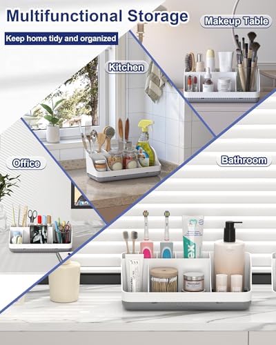 Bathroom Counter Organizer and Storage, 7 Slots Detachable Toothbrush Holders for Bathrooms, Anti-Slip Electric Toothbrush and Toothpaste Holder Countertop Vanity Organizer Accessories for Adults Kids - Image 5