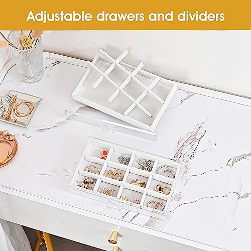ProCase Earring Holder Organizer Jewelry Box with 5 Drawers, Warmwhite - Image 2