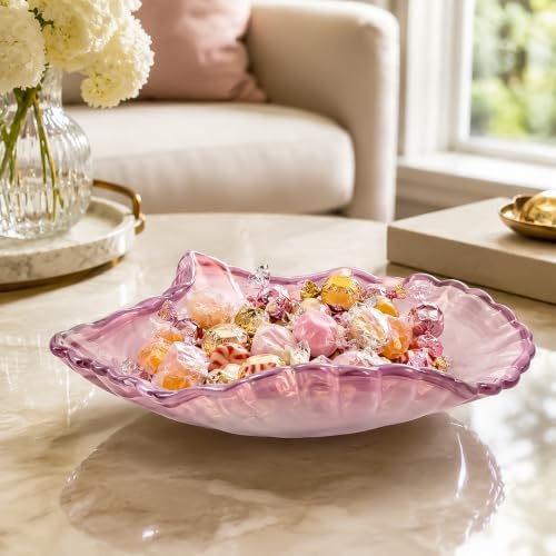 Hand Blown Glass Bowl Decorative Dish Fruit Bowl Home Decor - Image 2