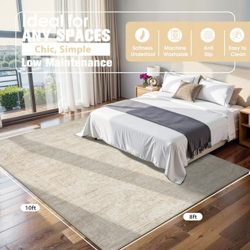 Aelenmu 8x10 Area Rugs for Living Room Washable Bedroom Dining Room Beige - Image 2