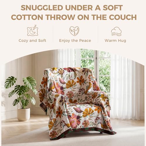 LUTBM Boho Throw Blanket for Bed 60"x80", 100% Cotton Cozy Couch Blankets - Image 4