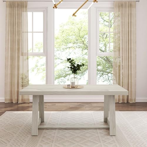 Plank+Beam Classic 72 Inch Dining Table, Rectangular, White Sand Wirebrush - Image 5