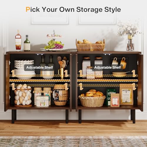 Tribesigns Set of 2 Sideboard Buffet with Storage, 59" Sideboard Cabinet - Image 4