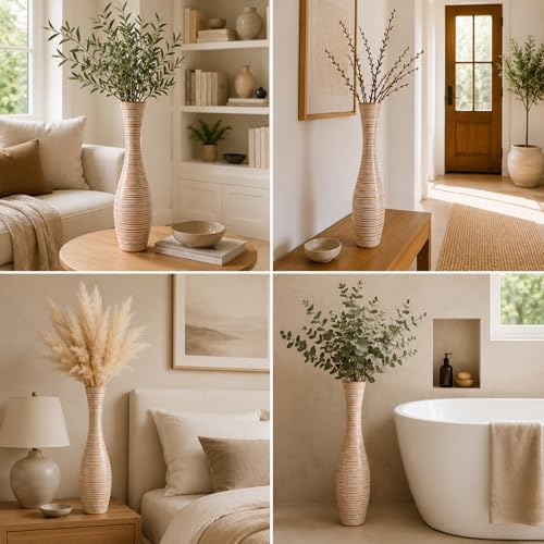Leewadee Large Floor Vase 20 inches Polyresin for Pampas Grass, Dried Flowers - Image 6